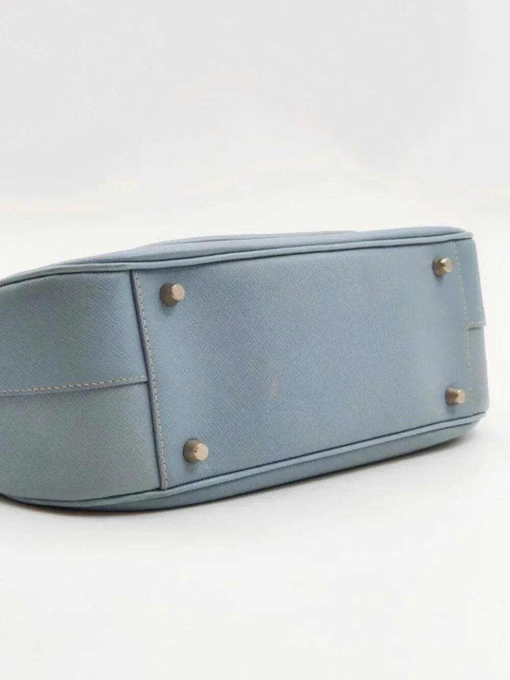 Prada Saffiano Lux Light Blue Leather Shoulder Bag Hobo Purse